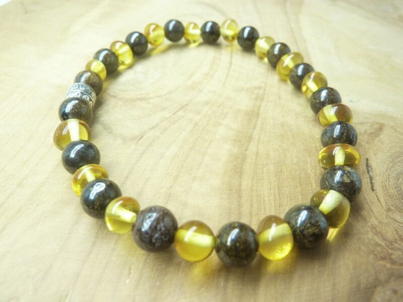 Bracelet Bronzite – Ambre miel de la Baltique