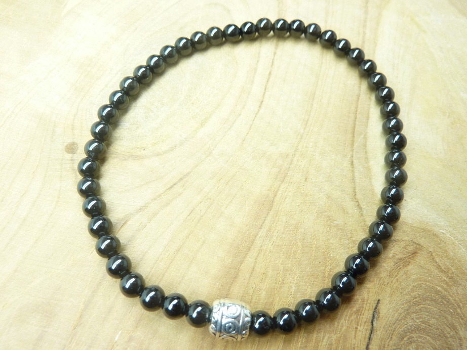 Bracelet Spinelle noir – Perles rondes 4 mm