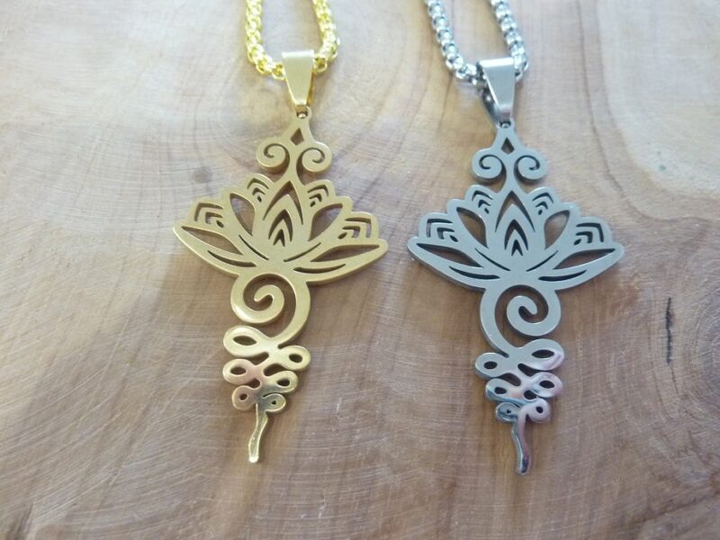 Pendentif Lotus Unalome Or