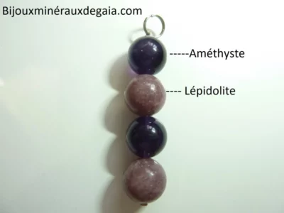 Pendentif Lépidolite-Améthyste anti-stress addictions
