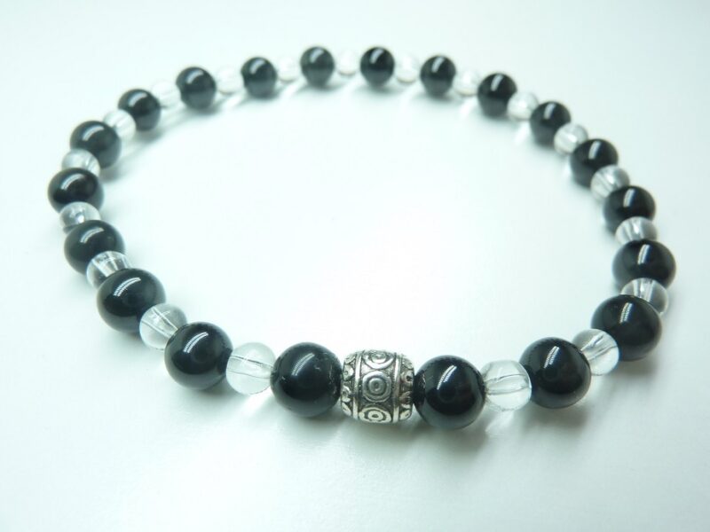 Bracelet Spinelle noir-Quartz cristal de roche