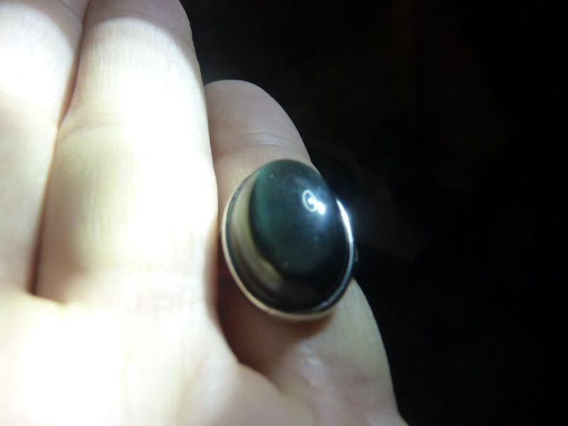 Bague Obsidienne oeil céleste argent 925 taille réglable ref 0209