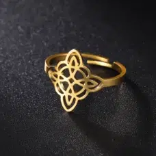 Bague ajustable Nœud de sorcière (Wiccan) or ref 02