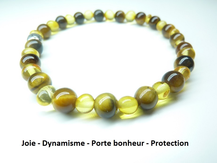 Bracelet Oeil de tigre – Ambre miel