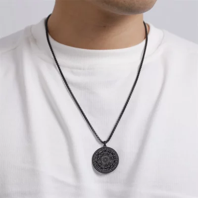 Collier pendentif Sceau des 7 Archanges Noir