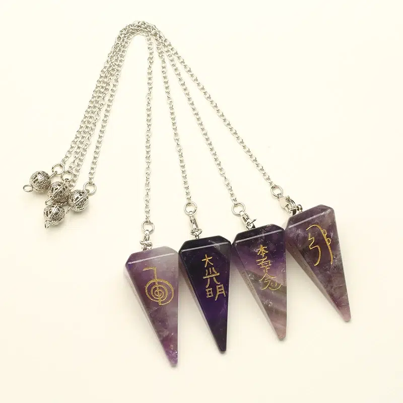 Pendule Symboles Reiki Améthyste