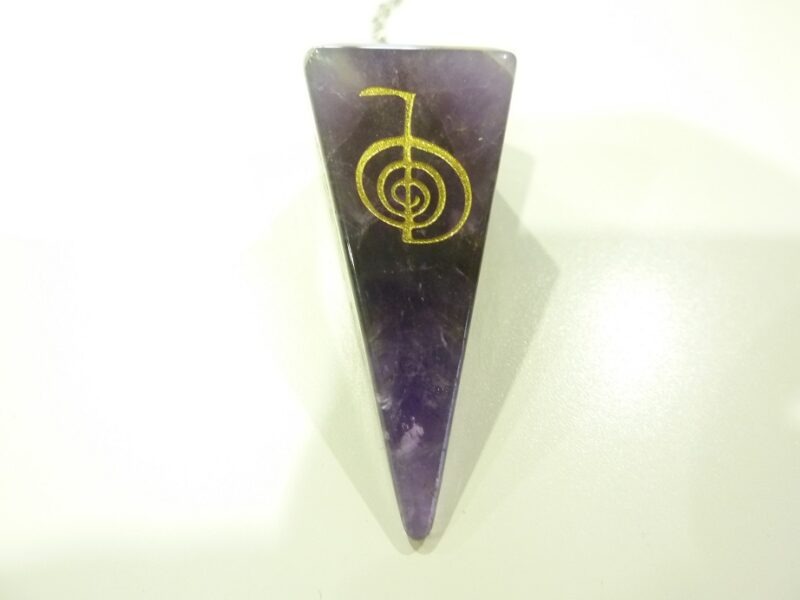 Pendule Symboles Reiki Améthyste