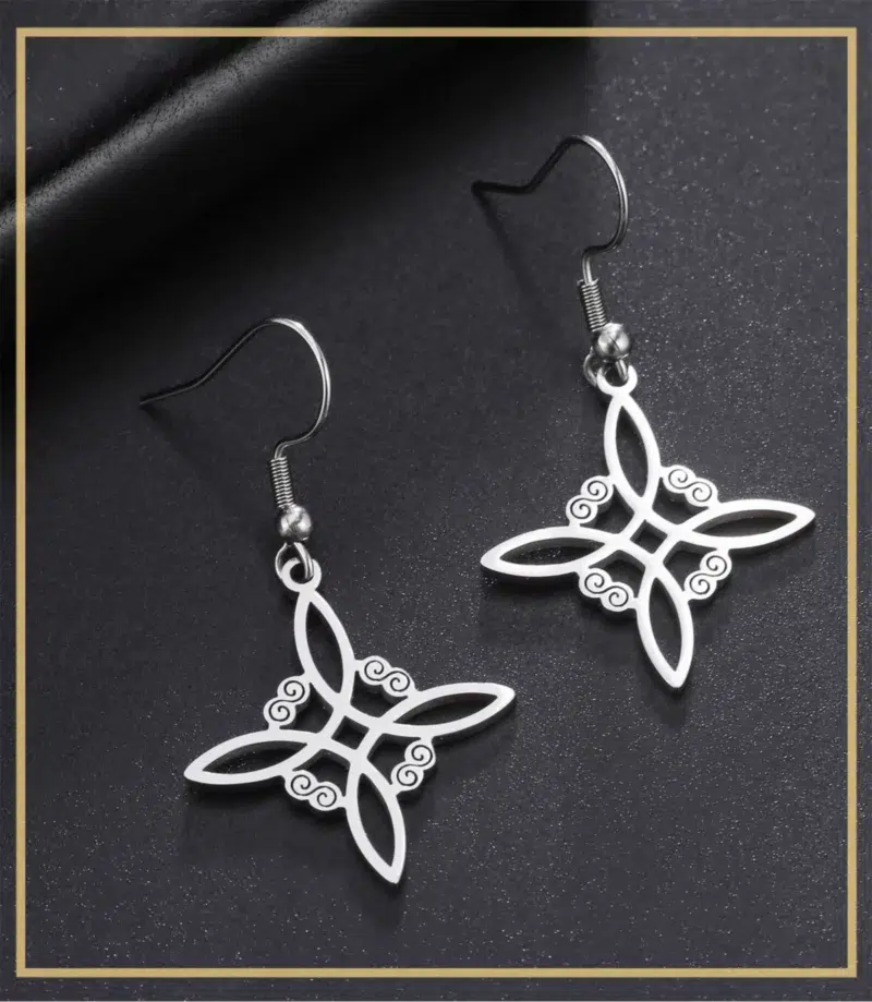 Boucles d'oreilles noeud de sorcière (Wiccan) ref Argent