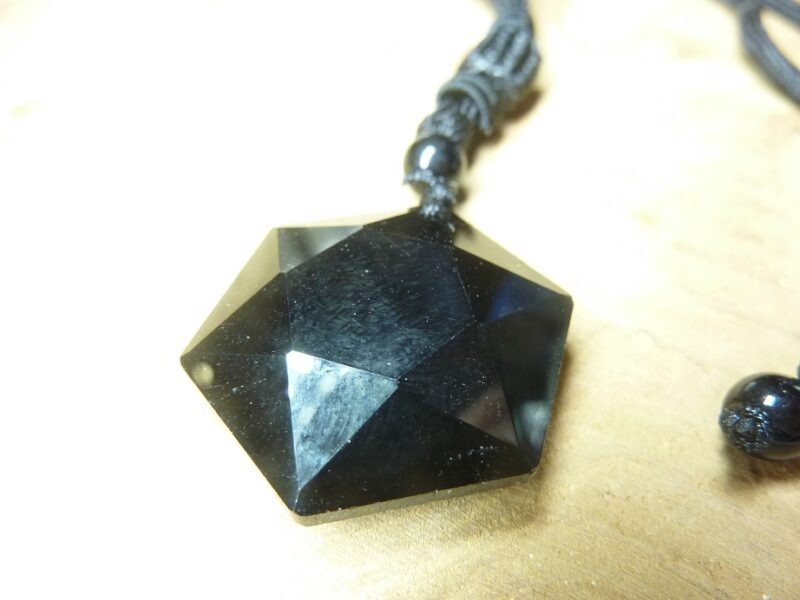 Collier pendentif Obsidienne noire sceau de Salomon