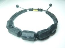 Bracelet Tourmaline noire brute-Pierre de lave réglables