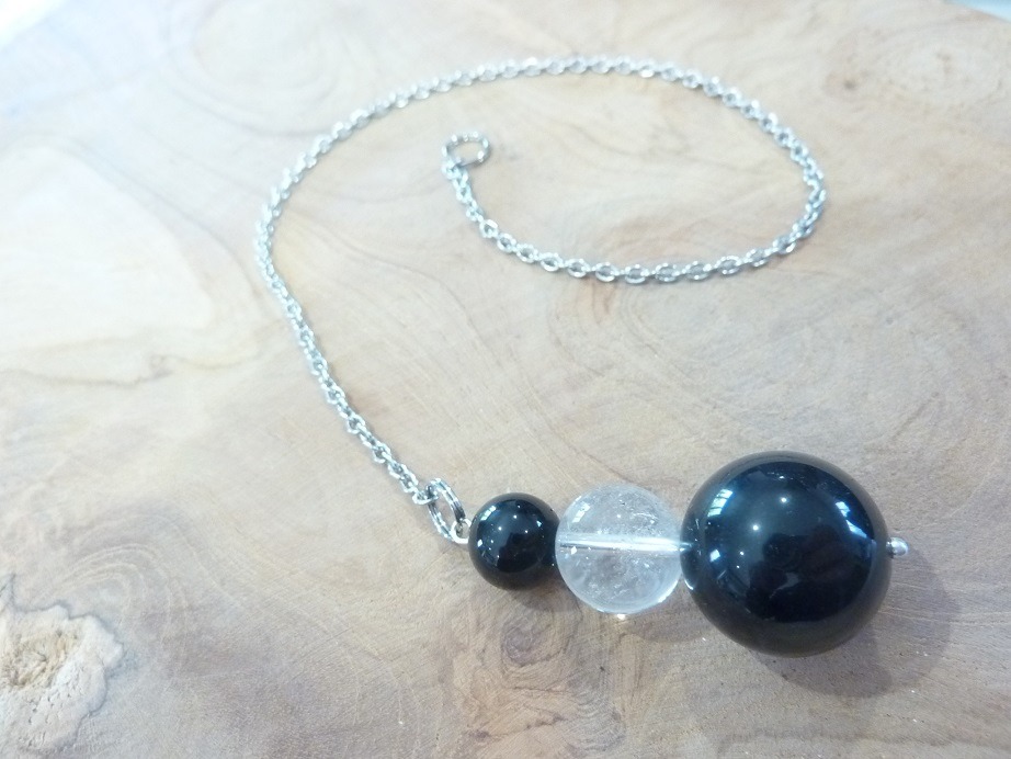 Suspension protection habitation Obsidienne oeil céleste-quartz