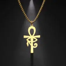 Collier pendentif Croix de Ankh-Oeil d'Horus ref Or