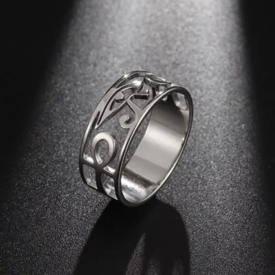 Bague Croix de Ankh-Oeil d'Horus taille 51 ref argent