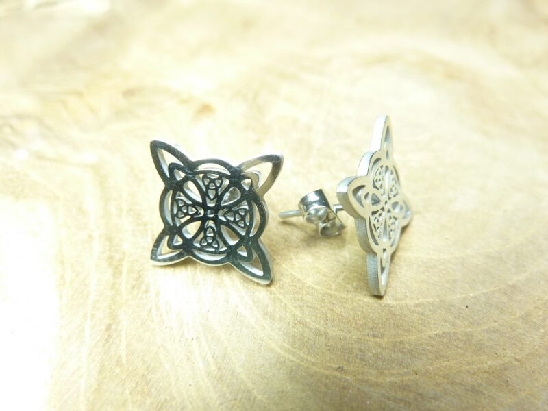 Boucles d'oreilles noeud de sorcière (Wiccan) Ref Argent 2