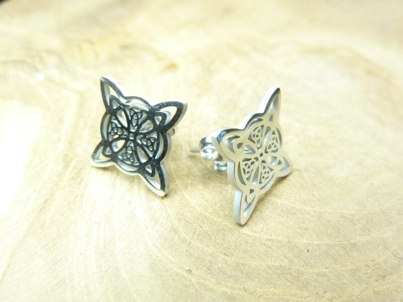 Boucles d'oreilles noeud de sorcière (Wiccan) Ref Argent 2