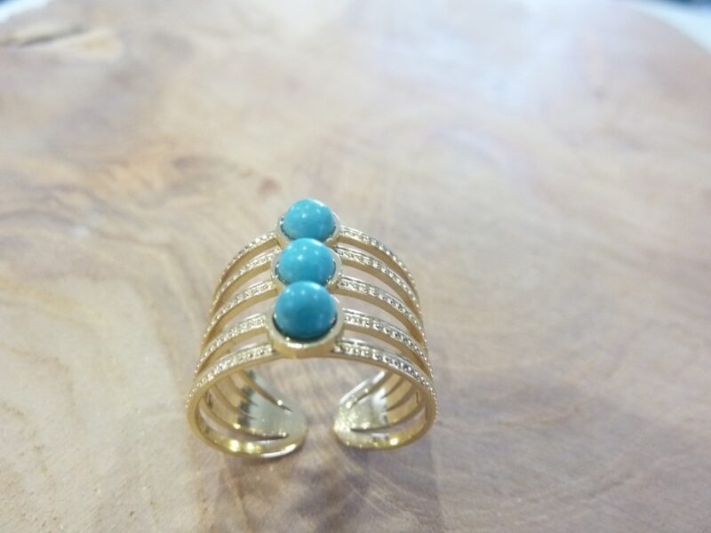 Bague réglable Turquoise acier inoxydable