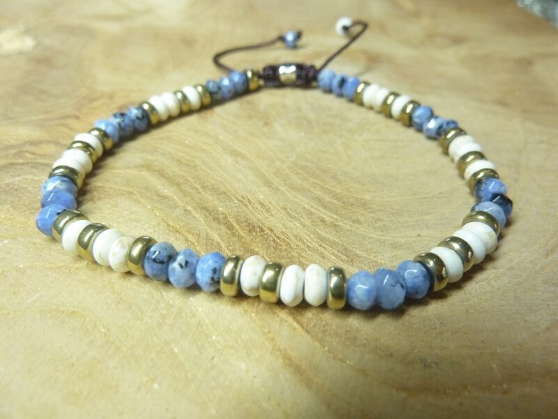 Bracelet Sodalite-Howlite réglable