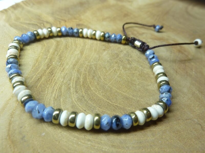 Bracelet Sodalite-Howlite réglable