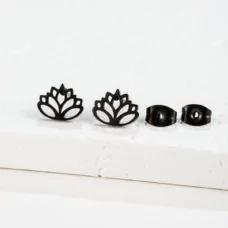 Boucles d'oreilles fleur de Lotus ref noir