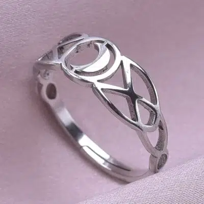 Bague Triple lune réglable ref argent