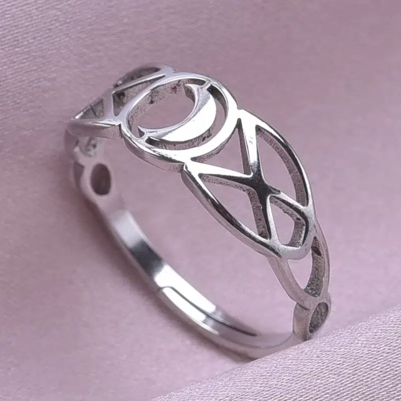 Bague Triple lune réglable ref argent