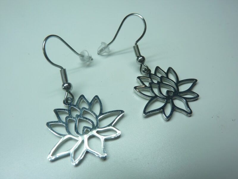 Boucles d'oreilles fleur de Lotus ref argent 02