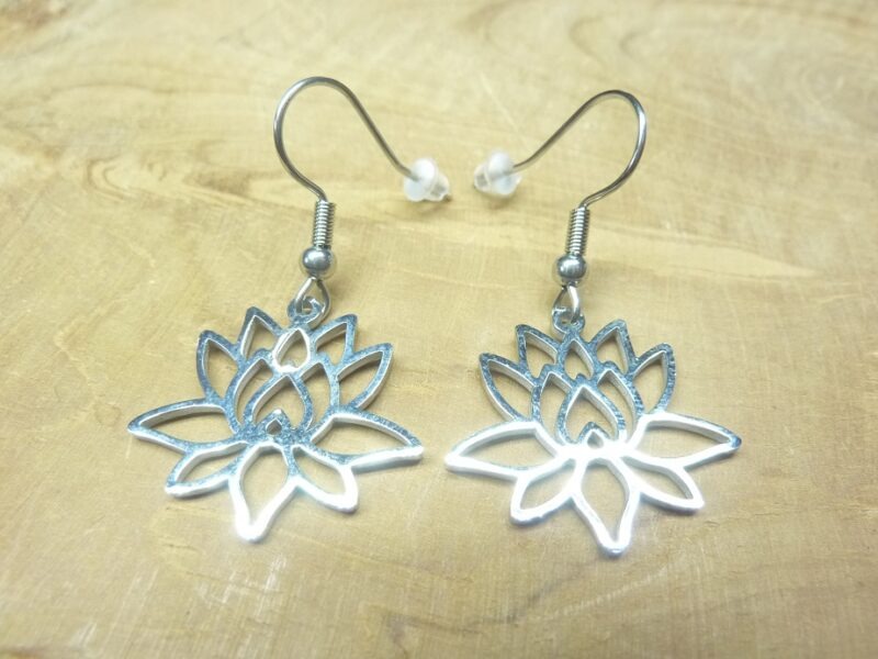 Boucles d'oreilles fleur de Lotus ref argent 02