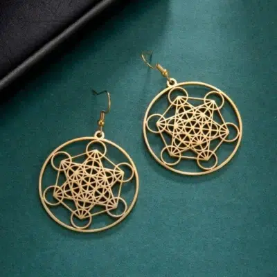 Boucles d'oreilles cube de Métatron ref or