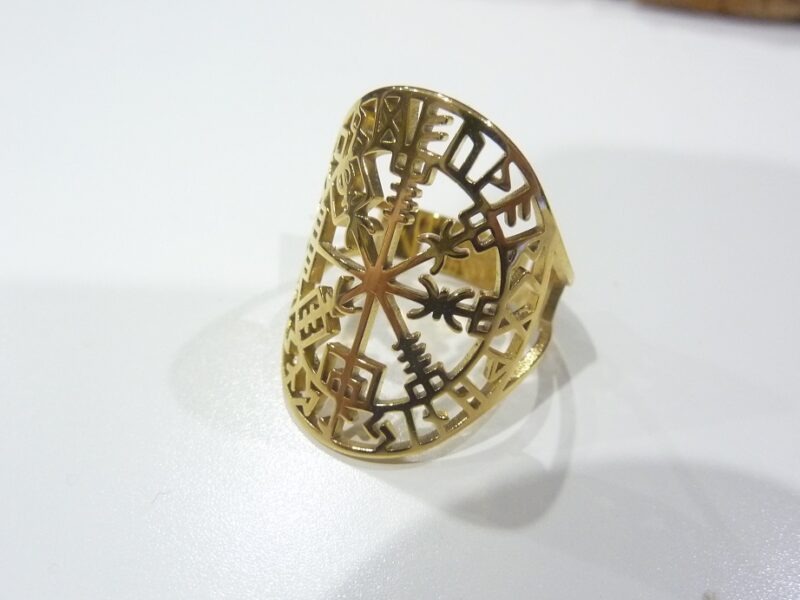 Bague réglable Vegvisir de boussole runique ref Or