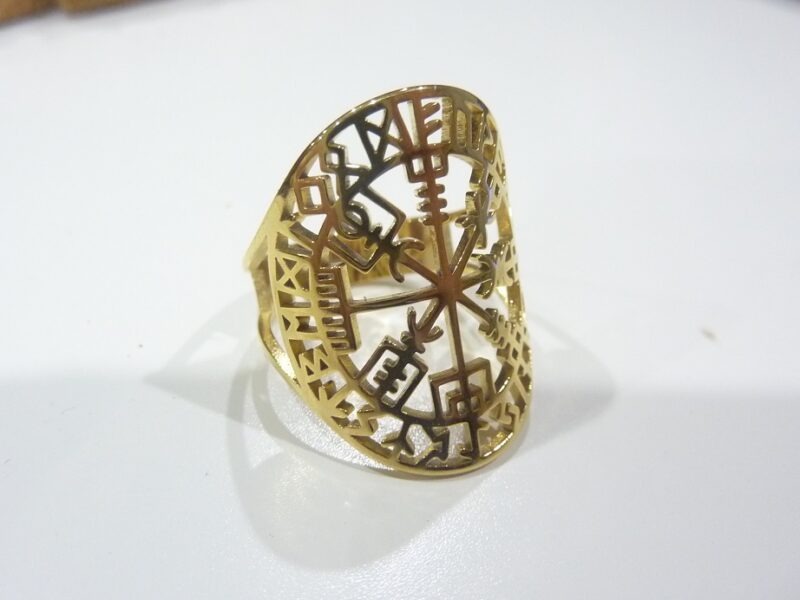 Bague réglable Vegvisir de boussole runique ref Or