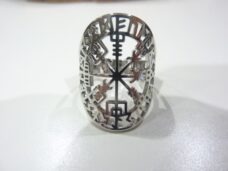 Bague réglable Vegvisir de boussole runique ref Argent