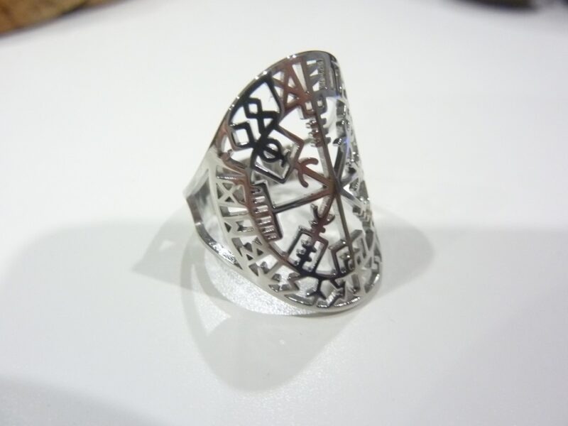 Bague réglable Vegvisir de boussole runique ref Argent