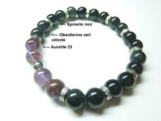 Bracelet Auralite 23-Obsidienne oeil céleste-Spinelle noir