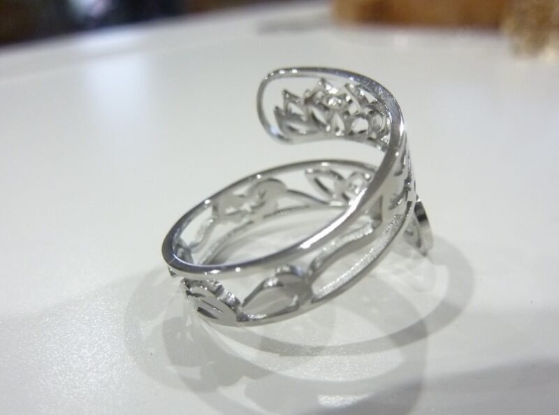 Bague réglable ajustable Fleur de lotus ref argent