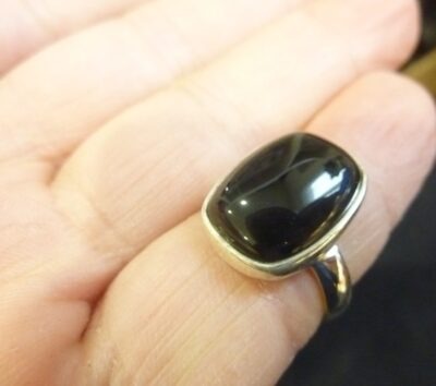 Bague Spinelle noir monture argent taille 54 GG 0201 