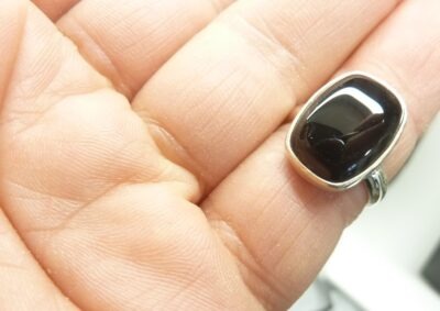 Bague Spinelle noir monture argent taille 54 GG 0201 
