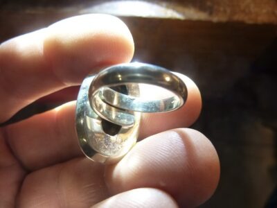 Bague Obsidienne oeil céleste argent 925 taille réglable GG 1001