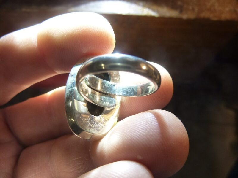 Bague Obsidienne oeil céleste argent 925 taille réglable GG 1001 – Image 3