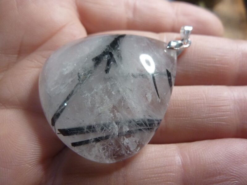 Pendentif quartz tourmaliné argent 925 GG 1501