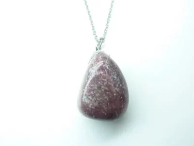 Collier pendentif Thulite GG 28 + chaine acier inoxydable 45 cm