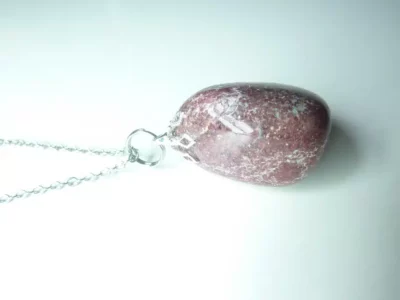 Collier pendentif Thulite GG 28 + chaine acier inoxydable 45 cm