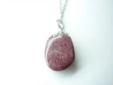 Collier pendentif Thulite GG 01 + chaine acier inoxydable 45 cm