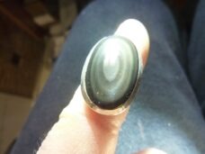 Bague Obsidienne oeil céleste argent 925 taille réglable GG 2902