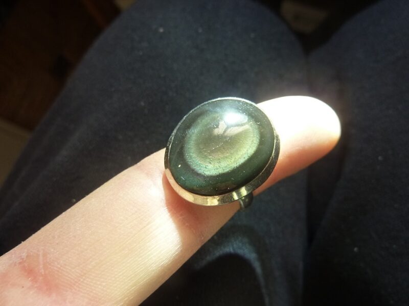 Bague Obsidienne oeil céleste argent 925 taille réglable GG 2802