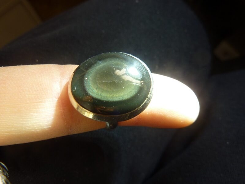 Bague Obsidienne oeil céleste argent 925 taille réglable GG 2802