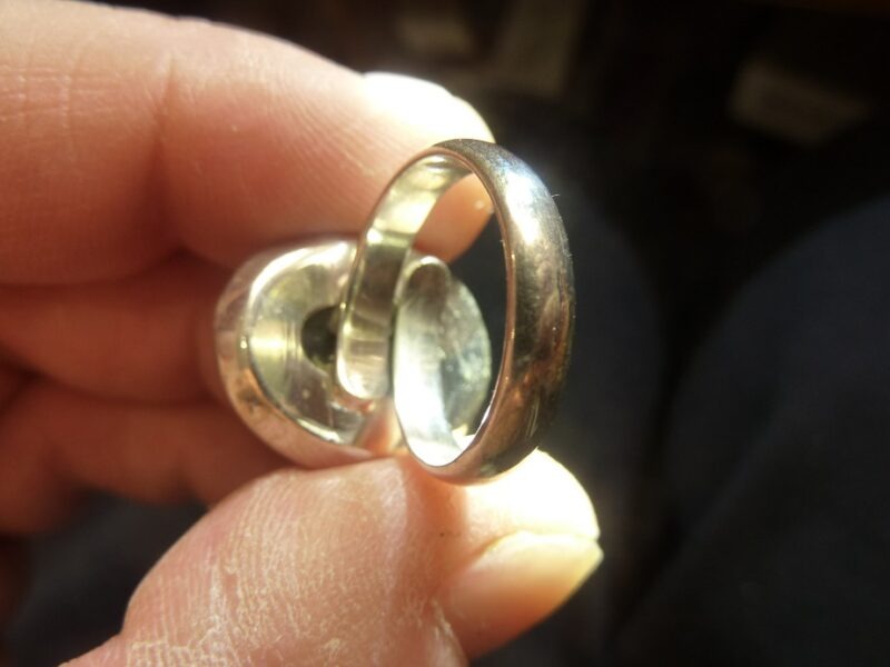 Bague Obsidienne oeil céleste argent 925 taille réglable GG 2802