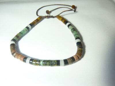 Bracelet Oeil de tigre-Tourmaline noire-Turquoise ajustable 