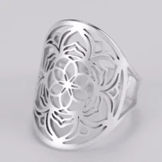 Bague fleur de lotus réglable ref argent