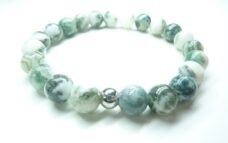 Bracelet agate arbre Perles rondes 8 mm