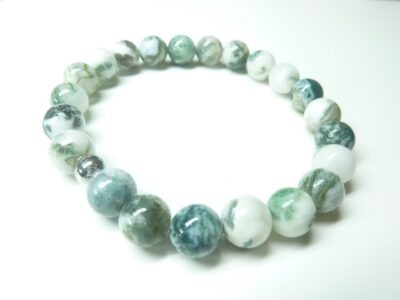 Bracelet agate arbre Perles rondes 8 mm 